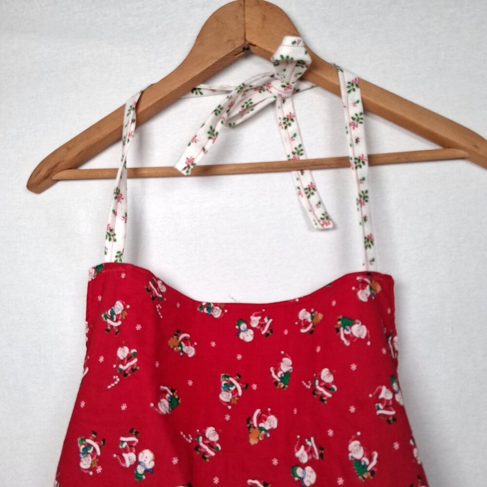 Handmade Patchwork Christmas Apron Santa Claus Wreath French Horn One Size - Picture 10 of 16